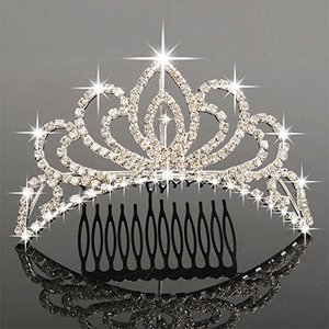 lot 11988 image: Bseash Mini 4.4 Silver Crystal Tiara Crown Headband Princess Elegant Crown with combs pin for Women Girls Bridal Wedding Prom Birthday Party