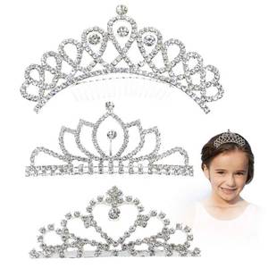 lot 11989 image: NODG 3 Pieces Silver Tiaras for Women Princess Rhinestone Mini Tiaras with Comb Crowns for Women with Comb for Princess Party Favors Tiaras and Crowns for Women