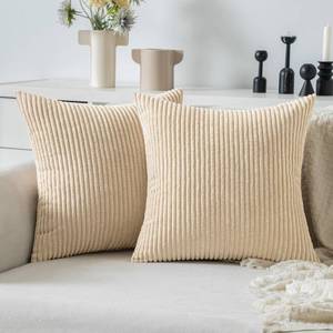 lot 11995 image: MIULEE Pack of 2 Corduroy Pillow Covers Soft Soild Striped Throw Pillow Covers Set Decorative Square Cushion Cases Pillowcases for Spring Sofa Bedroom Couch 20 x 20 Inch Beige