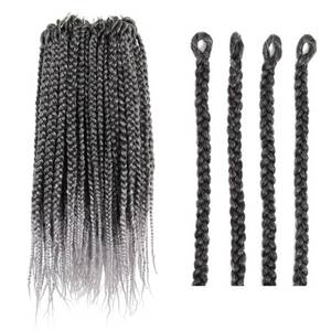 lot 11997 image: BOHOBABE Short Box Braids Crochet Hair 14 Inch 8 Packs Prelooped Crochet Box Braiding Hair (T1BGrey)