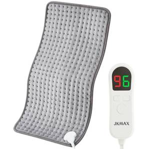 lot 12000 image: JKMAX Heating Pad for Back Pain Relief with Auto Shut-Off, 10 Heat Settings, Grey Pads Cramps LED Controller, Moist and Dry Therapy Neck, Shoulder, Machine-Washable, 12 x 24