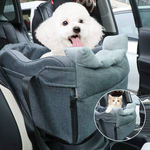 lot 12001 image: Dog Car Seat for Small Dogs Center Console Pet Booster Seat for Car Armrest Car Seat Middle Console Puppy Seat(Gray-Waves Edge)