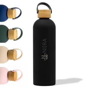 lot 12012 image: NIJRA- Vessel Stainless Steel Water Bottle Bamboo Lid  BPA-Free  Double Wall Insulated  Thermos Water Bottle for Hot & Cold Drinks  Leakproof  Ideal For Sports, Travel, School & Daily Use  34oz