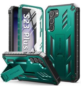 lot 12026 image: FNTCASE for Samsung Galaxy S23Plus Case Dual Layer Protective Textured Cover & Rugged TPU Shell with Kickstand  Military Grade Drop Protection  Heavy Duty Cell Phone Protector(Green)
