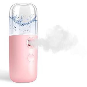 lot 12043 image: GIVERARE Nano Facial Steamer, Handy Mini Mister, USB Rechargeable Mist Sprayer, 30ml Visual Water Tank Moisturizing&Hydrating for Face, Daily Makeup, Skin Care, Eyelash Extensions-Pink