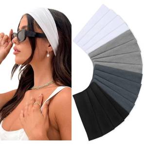 lot 12044 image: Headbands for Women 16 Pack Elastic Hair Bands for Women Hair Non Slip Soft Cloth Fabric Sweat Headbands Yoga Running Sport Hair Accessories, Black White Gray Women Headbands