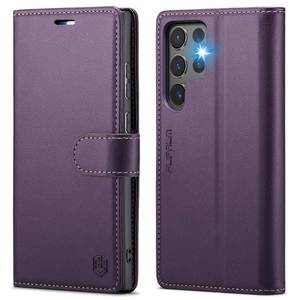 lot 12045 image: FLIPALM for Samsung Galaxy S24 Ultra Wallet Case with RFID Blocking Credit Card Holder, PU Leather Folio Flip Kickstand Protective Shockproof Cover Women Men for Samsung S24Ultra Phone case(Purple)