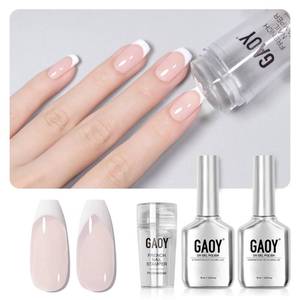 lot 12047 image: GAOY French Manicure Kit, Nail Stamper and 2Pcs Gel Nail Polish, Include Nude Jelly Milky Pink White Colors for French Tip, UV Light Cure