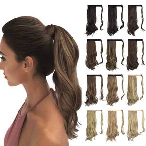 lot 12049 image: SOFEIYAN Curly Ponytail Extension 15 Inch Heat Resistant Synthetic Natural Wavy Hairpiece Wrap Around Pony Tail Hair Extensions for White Black Women Hair Piece, Brown Highlighted Light Blonde