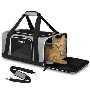 lot 12059 image: Petskd Pet Carrier 17x12x8.5 JetBlue Allegiant Airline Approved,Pet Travel Carrier Bag for Small Cats and Dogs, Soft Dog Carrier for 1-13 LBS Pets,Dog Cat Carrier with Safety Lock Zipper(Grey)