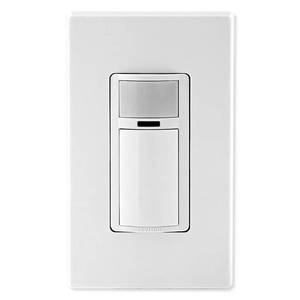 lot 12062 image: Leviton DVS02-1LW Decora Vacancy Motion Sensor In-Wall Switch, Manual-On, 2A, Single Pole, White