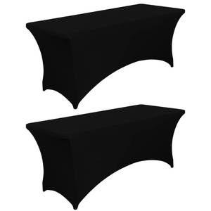 lot 12074 image: BIFENBI 6FT Black Fitted Tablecloths for Rectangle Tables, 2 Pcs - Stretch Spandex Table Cover Protector for Banquet, Massage Bed, Wedding, Birthday, 72 Length x 30 Width x 30 Height Inches