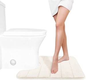 lot 12090 image: Yimobra Memory Foam Toilet Bath Mat U-Shaped, Commode Contour Rug, Soft and Comfortable, Super Water Absorbent, Non-Slip, Thick, Machine Wash Bathroom Commode Contour Rug, 24 X 20 Inches, Cream