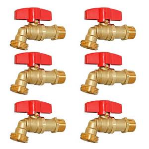 lot 12103 image: HQMPC Outdoor Spigot Hose Ball Valve Hose Bibb Garden Hose Connect Bibb Shut Off Valve No Lead Brass Stop Valve 12 MNPT Connect 34 GHT Outlet 6 Pcs