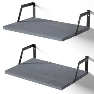 lot 12111 image: SRIWATANA Floating Shelves Wall Mounted Set of 2 Rustic Wood Shelves with Large Capacity(Weathered Gray)