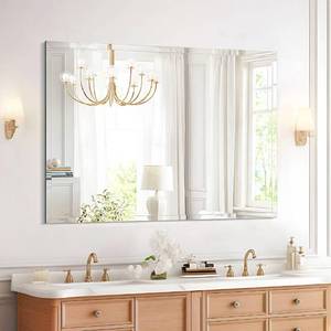 lot 12123 image: DOIMUSIM Frameless Bathroom Vanity Mirrors for Over Sink,Rectangle Wall-Mounted Beveled Polished Edge Mirrors,Apply to Living Room,Bedroom,Small Right Angle Bathroom Entryway Mirror 1216