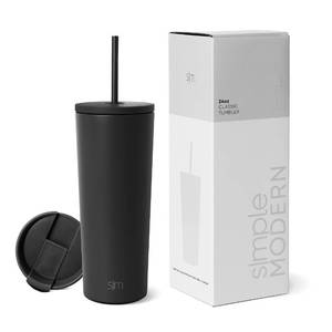 lot 12126 image: Simple Modern Insulated Tumbler with Lid and Straw  Iced Coffee Cup Reusable Stainless Steel Water Bottle Travel Mug  Gifts for Women Men Her Him  Classic Collection  24oz  Midnight Black