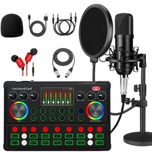 lot 12129 image: SKTEET Podcast Equipment Bundle with a 48V XLR Podcast Microphone, Audio Interface and Live Sound Card, Studio Condenser Microphone for TikTok, Youtube, PC, Recording, Singing, Streaming and Gaming - Retail $79.99