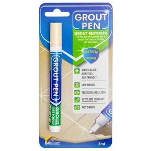 lot 12138 image: Grout Pen Cream Tile Paint Marker Waterproof Grout Paint Pen, Tile Grout Colorant and Sealer Pen for Bathroom, Shower, Kitchen, More - Cream, Narrow 5mm Tip (7mL)