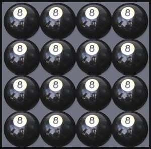 lot 12139 image: Box of 16 Replacement # 8 Pool Table - Billiard Ball