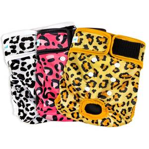 lot 12151 image: Paw Legend Washable Reusable Female Dog Period Diapers for Heat Doggie Puppy Diapers for Female Dogs (3 Pack, Leopard, Large)