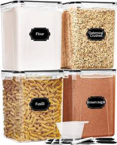 lot 12152 image: Skroam 4PCS Airtight Food Storage Containers with Lids 5.2L176oz, Flour Storage Container for Kitchen Pantry Organizers and Storage, Storage Containers for Pantry, Measuring Cup & 20 Labels