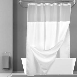 lot 12158 image: N&Y HOME Long Waffle Weave Shower Curtain 75 Inch Length with Snap-in Fabric Liner & Metal Hooks Set - Hotel Style, Waterproof & Washable, Heavyweight Fabric & Mesh Top Window - 71x75, White