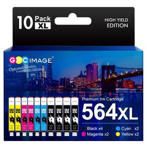 lot 12165 image: GPC Image Compatible Ink Cartridge Replacement for HP 564XL 564 XL Compatible with DeskJet 3520 3522 Officejet 4620 Photosmart 5520 6510 6520 7520 7525 Printer (Black Cyan Magenta Yellow, 10P)