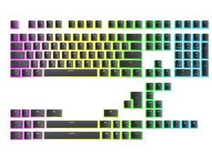 lot 12166 image: Ranked Pudding v2 PBT Keycaps  145 Double Shot Translucent ANSI US & ISO Layout  OEM Profile for Full Size, TKL, 75%, 65% and 60% RGB Mechanical Gaming Keyboard (Black)