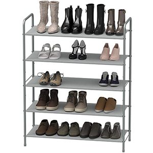 lot 12170 image: Simple Houseware 5-Tier Shoe Rack Storage Organizer, Grey