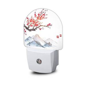 lot 12174 image: AOWULA Cherry Blossoms Night Light,Japanese Mountains Night Lights Plug into Wall Decor for StairwayHallwayKitchen,Dusk to Dawn Sensor Nightlights for BoysGirlsWomenMen Room Gifts
