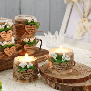 lot 12178 image: Lallisa 12 Pcs Wedding Wood Tealight Candle Holder Bridal Shower Tealight Holder Rustic Thank You Gifts Wooden Cylinder Candle Holders for Table Centerpieces Wedding Party Favors for Guests