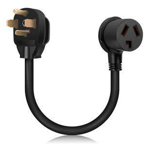 lot 12180 image: WELLUCK 1.5FT 3 Prong to 4 Prong Dryer Adapter, 3 to 4 Prong Dryer Plug Adapter, 4 Prone Dryer Outlet Adapter, 14-30P Male to 10-30R Female Receptacle for Old Clothes Dryer Converter, 30A, 250V