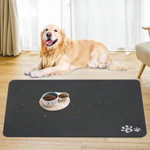 lot 12183 image: Large Dog Food Mat, 27x20 Super Absorbent Dog Mat for Food and Water, Non Slip Dog Bowl Mat for Food and Water, Dog Feeding Mat
