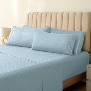 lot 12188 image: LuxClub 6 PC Queen Size Sheet Set Bed Sheets, Breathable Luxury Bed Sheets, Deep Pockets 18 Wrinkle Free Cooling Bed Sheets Machine Washable Hotel Bedding (Queen, Striped Light Blue)