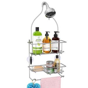 lot 12189 image: KeFanta Shower Caddy Over Shower Head, Hanging Shower Organizer Rack, Bathroom Caddy for Shower, Rustproof Shampoo Holder Shelf, Silver