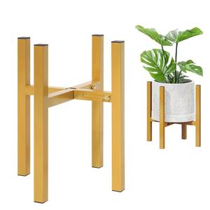 lot 12190 image: Rnined Plant Stand Indoor, Metal Adjustable Plant Stands Outdoor, Single Planter Stand ,Mid Century Modern Boho Plant Shelf Flower Holder for 8 to 12 Inches Pots(Gold)