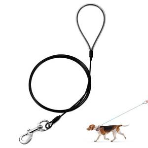 lot 12199 image: Mi Metty Chew Proof Dog Leash,6FT Metal Cable Lead,Heavy Duty Leash Made of Coated Wire Rope,Chew Resistant,Great for Large Dogs and Teething Puppies,Dog Chains (Black, 1 Pack)