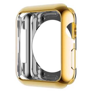 lot 12203 image: HANKN Case for Apple Watch Series 9 8 7 45mm  Series 6 5 4 Se 44mm Case, Plated Shiny Soft TPU Cover Iwatch Bumper NO Front Screen Protector (Gold)