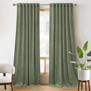 lot 12206 image: RYB HOME Plush Velvet Curtains, Heavy Duty Back Tab Decorative Window Drapes Privacy Room Darkening Covering for Living Room Playroom, Sage Green, W52 x L90 inches, Set of 2 Panels