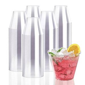 lot 12207 image: JollyPack 300 Pack Clear Plastic Cups 9 oz Disposable Cups Heavy-duty Plastic Drinking Cups, Plastic Party Cups, Hard Plastic Cups for Weddings, Home, Dinner and other Events