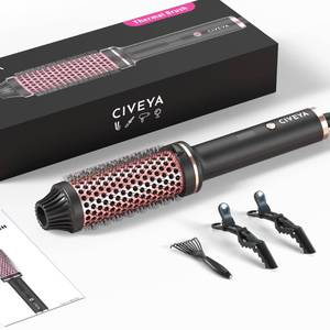 lot 12210 image: CIVEYA Thermal Brush 1.5 Inch, Temp Adjustable Heated Round Brush, Ionic Thermal Round Brush Curling Iron, Thermal Hair Brush for Curling, Smoothing, Volumizing, Hot Round Brush Pink