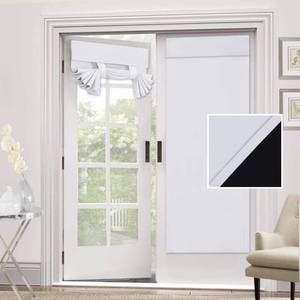 lot 12221 image: H.VERSAILTEX 100% Blackout Door Curtain, Thermal Insulated French Door Curtain for Patio Tricia Door Front Privacy Door Curtains for Glass Window, 26x68 Inches, 1 Panel, Greyish White
