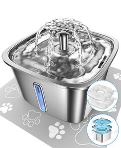 lot 12239 image: Veken Innovation Award Winner Stainless Steel Cat Water Fountain, 95oz2.8L Automatic Pet Fountain Dog Water Dispenser with Replacement Filters & Silicone Mat for Cats, Dogs, Multiple Pets (Silver)