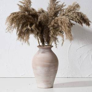 lot 12247 image: LUKA Ceramic Rustic Farmhouse Vase, 9.2 inch Whitewashed Terracotta Vase, Pottery Decorative Flower Vase,Clay Decorative Vases for Home Decor, Table, Living Room, Shelf, Mantel Decoration