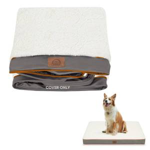 lot 12250 image: Sunheir Washable Jumbo Extra Large Dog Bed Covers Soft Plush Replacement, Waterproof Dog Bed Liner, Pet Bed Cover with Zipper 47x29x4 Inches, Light Grey, Cover Only