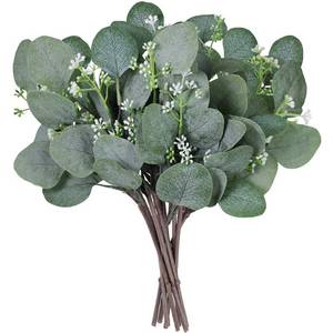 lot 12306 image: Supla 10 Pcs Artificial Seeded Eucalyptus Leaves Stems Bulk Artificial Silver Dollar Eucalyptus Leaves Plant in Grey Green 11.8 Tall Artificial Greenery Holiday Greens Wedding Greenery