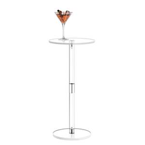lot 12316 image: HMYHUM Acrylic Drink Table for Small Spaces, 10 L x 10 W x 21.3 H, Drink SideEnd Table for Living Room, Round, Easy Assembly, Clear