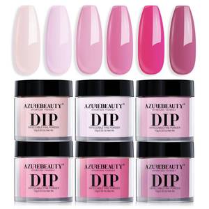 lot 12337 image: AZUREBEAUTY Pink Dip Powder Nail Set, 6 Colors LightHot Pink Cherry Blossom Shades Dipping Powder Starter Kit, French Nail Art Manicure DIY Salon, No Need Nail Lamp Cured