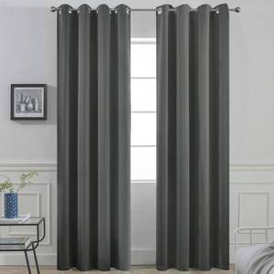 lot 12338 image: Yakamok Thermal Insulated Solid Grommet Light Blocking Blackout Curtains for Living Room, Room Darkening Blackout Drapes for Bedroom(Dark Grey, 52Wx96L, 2 Panels)